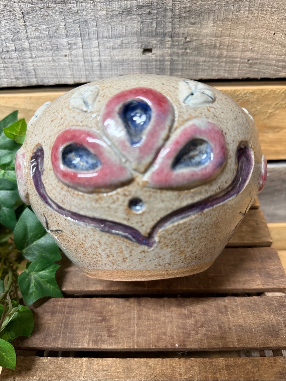 Hand-Painted Ceramic Face Vase